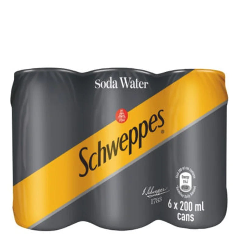 Schweppes Soda Water Can 6 X 200ml