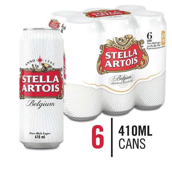 Stella Artois 410ml x 6  Cans