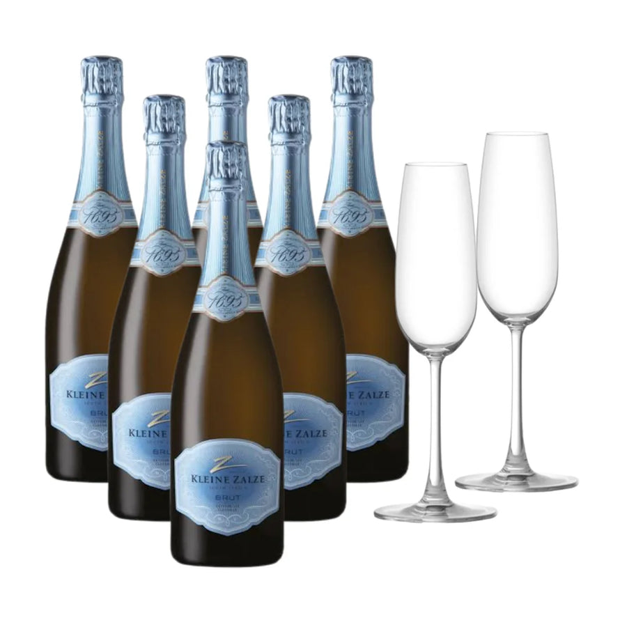 Kleine Zalze Brut 6x750ml with 2 x Madison Flutes